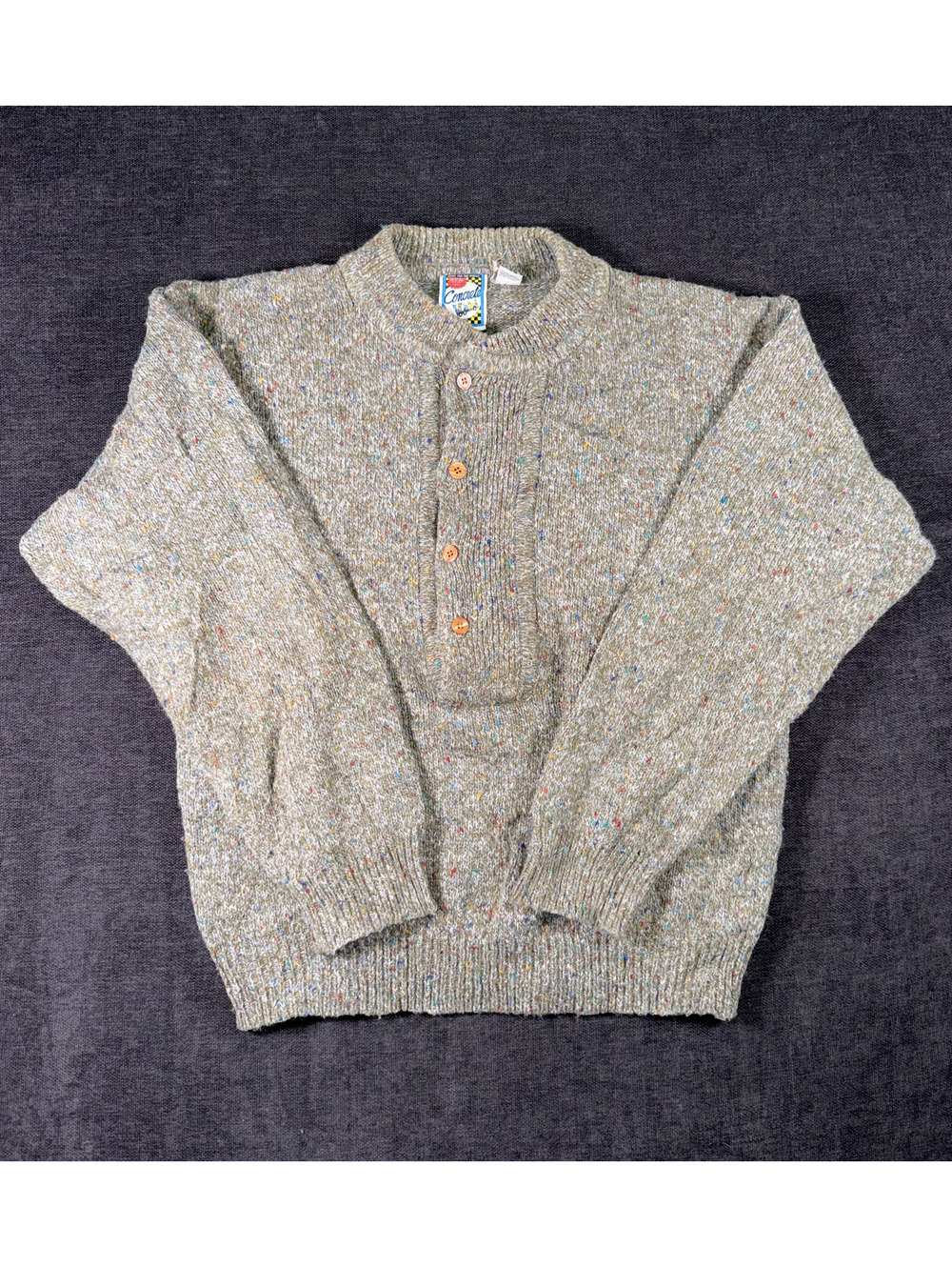 Concrete Multicolor Speckled Knit Pullover Sweater Large